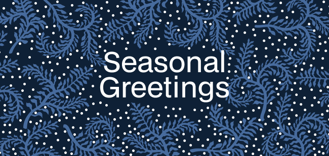 Illustration of a festive background with the words seasonal greetings